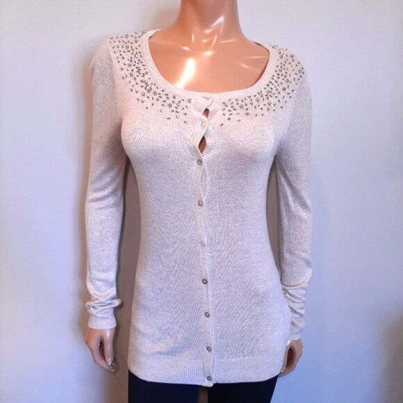 🍁COSTA BLANCA Beaded Button Front Cardigan Sweater Soft Viscose Knit - Picture 10 of 15
